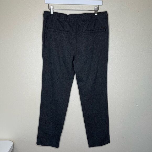 Pacsun Elastic Herringbone Trouser Tie Waist Charcoal Slim Pant Men Size Medium - Picture 6 of 14